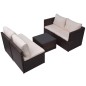 vidaXL Set muebles de jardín 5 piezas y cojines ratán sintético marrón vidaXL Set muebles de jardín 5 piezas y cojines ratán sintético marrón