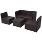 vidaXL Set muebles de jardín 5 piezas y cojines ratán sintético marrón vidaXL Set muebles de jardín 5 piezas y cojines ratán sintético marrón