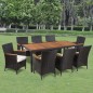 vidaXL Set de comedor de jardín 9 piezas y cojines ratán sintético