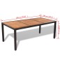 vidaXL Set de comedor de jardín 9 piezas y cojines ratán sintético