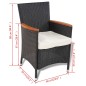 vidaXL Set de comedor de jardín 9 piezas y cojines ratán sintético