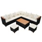 vidaXL Muebles de jardín y cojines 7 piezas ratán sintético negro
