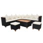 vidaXL Muebles de jardín y cojines 7 piezas ratán sintético negro