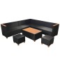 vidaXL Muebles de jardín y cojines 7 piezas ratán sintético negro