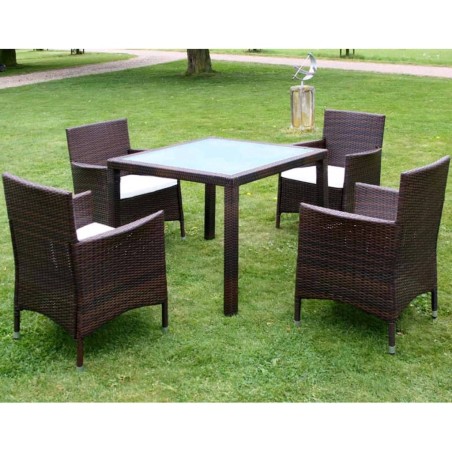 vidaXL Set comedor de jardín 5 piezas y cojines ratán sintético marrón