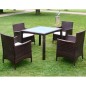 vidaXL Set comedor de jardín 5 piezas y cojines ratán sintético marrón vidaXL Set comedor de jardín 5 piezas y cojines ratán sintético marrón