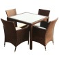 vidaXL Set comedor de jardín 5 piezas y cojines ratán sintético marrón vidaXL Set comedor de jardín 5 piezas y cojines ratán sintético marrón