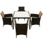 vidaXL Set comedor de jardín 5 piezas y cojines ratán sintético marrón vidaXL Set comedor de jardín 5 piezas y cojines ratán sintético marrón