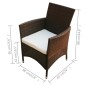 vidaXL Set comedor de jardín 5 piezas y cojines ratán sintético marrón vidaXL Set comedor de jardín 5 piezas y cojines ratán sintético marrón