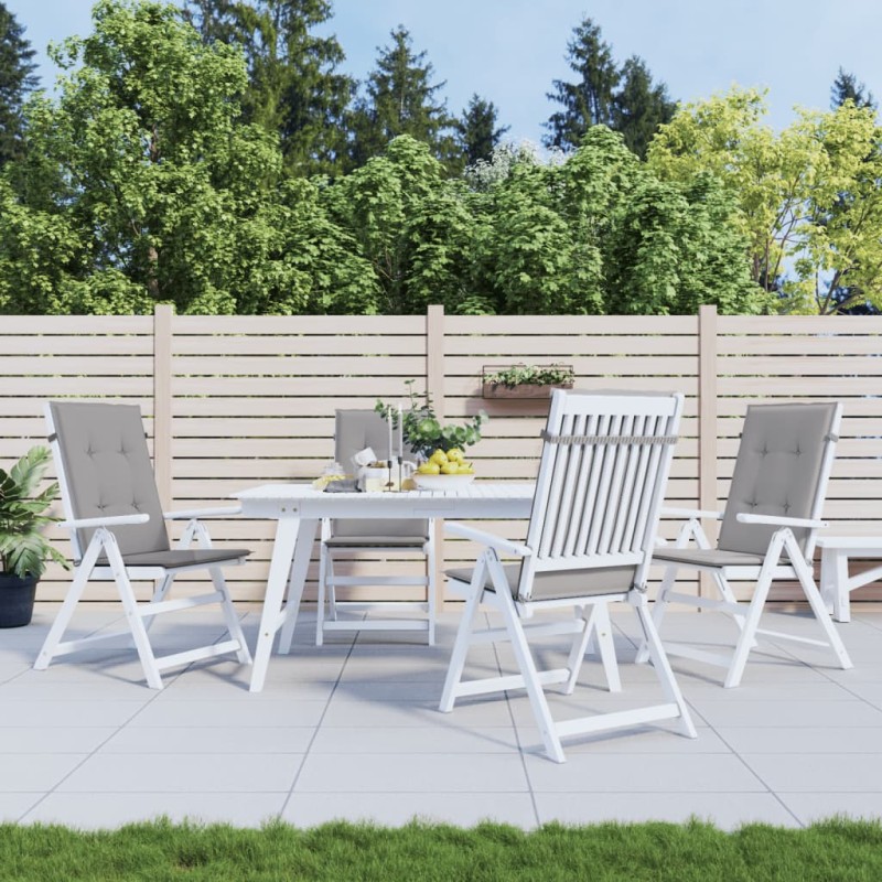 vidaXL Cojín silla de jardín respaldo alto 4 uds tela gris 120x50x3 cm vidaXL Cojín silla de jardín respaldo alto 4 uds tela gris 120x50x3 cm