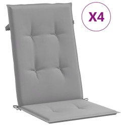 vidaXL Cojín silla de jardín respaldo alto 4 uds tela gris 120x50x3 cm