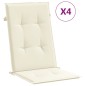 vidaXL Cojín silla de jardín respaldo alto 4 uds tela crema 120x50x3cm vidaXL Cojín silla de jardín respaldo alto 4 uds tela crema 120x50x3cm