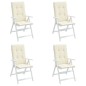 vidaXL Cojín silla de jardín respaldo alto 4 uds tela crema 120x50x3cm vidaXL Cojín silla de jardín respaldo alto 4 uds tela crema 120x50x3cm