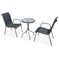 vidaXL Mesa y sillas bistró de jardín 3 piezas acero negro