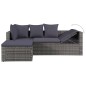 vidaXL Set de muebles de jardín 4 piezas y cojines ratán PE gris