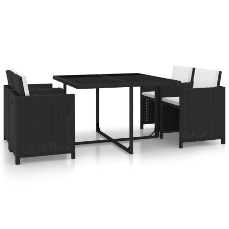 vidaXL Set comedor de jardín 5 piezas y cojines ratán sintético negro