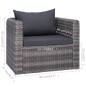 vidaXL Set de muebles de jardín y cojines 6 pzas ratán sintético gris vidaXL Set de muebles de jardín y cojines 6 pzas ratán sintético gris