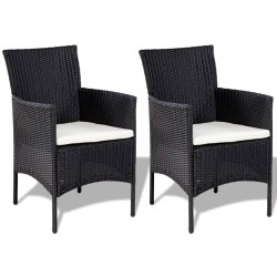 vidaXL Set de muebles de jardín 4 pzas y cojines ratán sintético negro