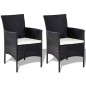 vidaXL Set de muebles de jardín 4 pzas y cojines ratán sintético negro