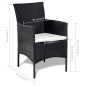vidaXL Set de muebles de jardín 4 pzas y cojines ratán sintético negro