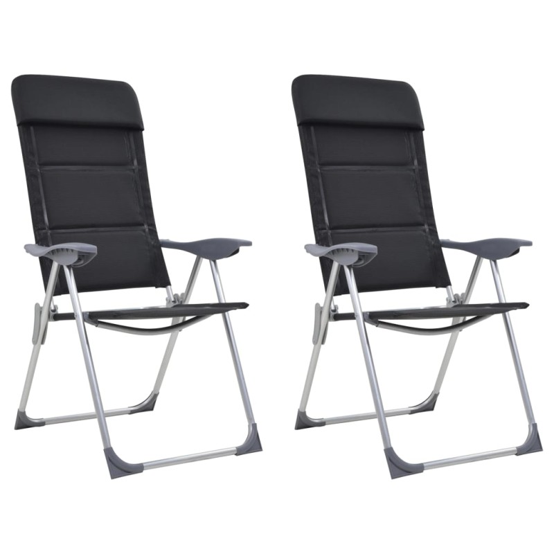 vidaXL Sillas de camping de aluminio 2 unidades negras 58x69x111 cm vidaXL Sillas de camping de aluminio 2 unidades negras 58x69x111 cm