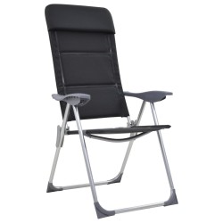 vidaXL Sillas de camping de aluminio 2 unidades negras 58x69x111 cm