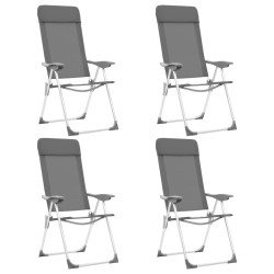 vidaXL Sillas de camping plegables 4 unidades aluminio gris