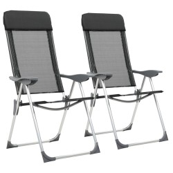vidaXL Sillas de camping plegables de aluminio 2 unidades negro