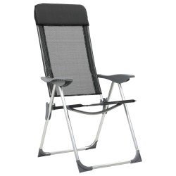 vidaXL Sillas de camping plegables de aluminio 2 unidades negro