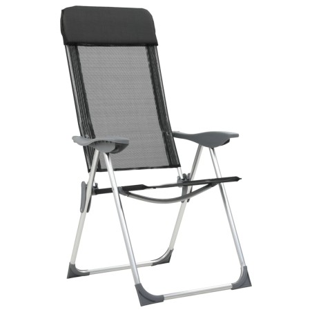 vidaXL Sillas de camping plegables de aluminio 2 unidades negro