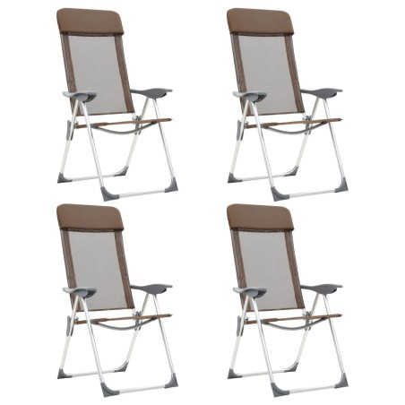 vidaXL Sillas de camping plegables 4 unidades aluminio marrón