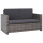 vidaXL Set de muebles de jardín 2 pzas y cojines ratán sintético gris vidaXL Set de muebles de jardín 2 pzas y cojines ratán sintético gris