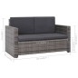 vidaXL Set de muebles de jardín 2 pzas y cojines ratán sintético gris vidaXL Set de muebles de jardín 2 pzas y cojines ratán sintético gris