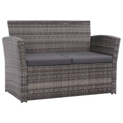 vidaXL Set de muebles de jardín 4 pzas y cojines ratán sintético gris