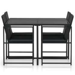 vidaXL Set comedor de jardín 5 piezas y cojines ratán sintético negro