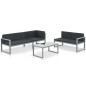 vidaXL Conjunto de sofás de jardín con cojines aluminio negro 3 piezas vidaXL Conjunto de sofás de jardín con cojines aluminio negro 3 piezas