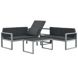 vidaXL Conjunto de sofás de jardín con cojines aluminio negro 3 piezas