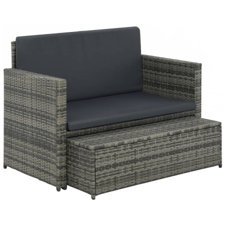 vidaXL Set de muebles de jardín 2 pzas y cojines ratán sintético gris