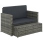 vidaXL Set de muebles de jardín 2 pzas y cojines ratán sintético gris vidaXL Set de muebles de jardín 2 pzas y cojines ratán sintético gris