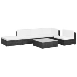 vidaXL Set muebles de jardín 6 piezas y cojines ratán sintético negro