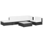 vidaXL Set muebles de jardín 6 piezas y cojines ratán sintético negro vidaXL Set muebles de jardín 6 piezas y cojines ratán sintético negro