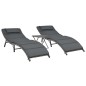vidaXL Set de muebles de jardín plegables 3 pzas ratán sintético gris vidaXL Set de muebles de jardín plegables 3 pzas ratán sintético gris
