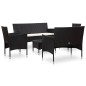 vidaXL Set muebles de jardín y cojines 5 piezas ratán sintético negro vidaXL Set muebles de jardín y cojines 5 piezas ratán sintético negro