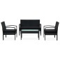 vidaXL Set de muebles de jardín 4 pzas y cojines ratán sintético negro