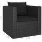 vidaXL Set de muebles de jardín 4 pzas y cojines ratán sintético negro vidaXL Set de muebles de jardín 4 pzas y cojines ratán sintético negro