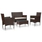 vidaXL Set muebles de jardín 4 piezas y cojines ratán sintético marrón vidaXL Set muebles de jardín 4 piezas y cojines ratán sintético marrón