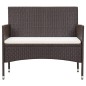 vidaXL Set muebles de jardín 4 piezas y cojines ratán sintético marrón vidaXL Set muebles de jardín 4 piezas y cojines ratán sintético marrón