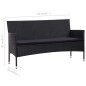 vidaXL Set de muebles de jardín 4 pzas y cojines ratán sintético negro vidaXL Set de muebles de jardín 4 pzas y cojines ratán sintético negro