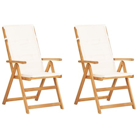 vidaXL Sillas de jardín reclinables 2 uds madera acacia maciza marrón