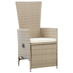 vidaXL Sillas reclinables jardín 2 uds y cojines ratán sintético beige